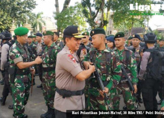 Hari Pelantikan Jokowi-Ma’ruf, 30 Ribu TNI/ Polri Disiagakan Pelantikan Presiden, Jokowi Maruf, Densus 88, Prabowo Subrianto, Liga178 News