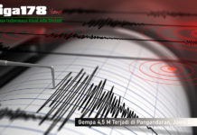 Gempa 4,5 M Terjadi di Pangandaran, Jawa Barat LigaNews178, Pangandaran, BMKG, Cilacap, Gempa bumi