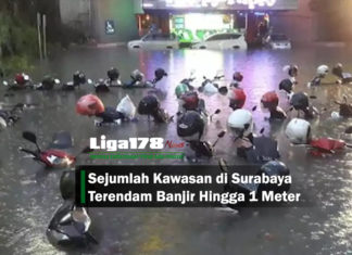 Sejumlah Kawasan di Surabaya Terendam Banjir Hingga 1 Meter Surbaya, banjir, hujan deras, Liga178 News