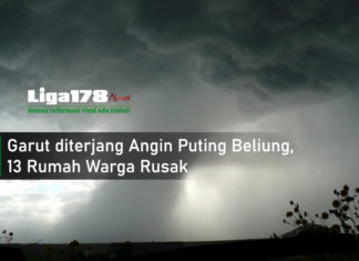 Garut diterjang Angin Puting Beliung, 13 Rumah Warga Rusak putting beliung, Garut, Kersamanah, Liga178 News