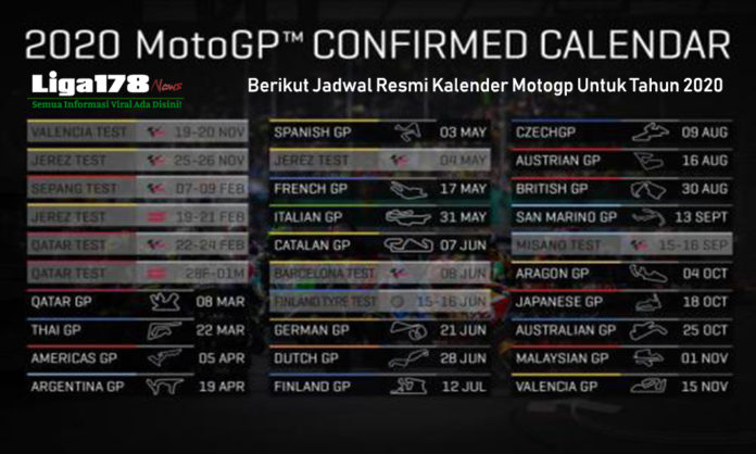 Berikut Jadwal Resmi Kalender Motogp Untuk Tahun 2020.