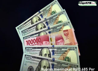 Rupiah meningkat Rp13.685 per Dolat AS Pada Awal Pekan Rupiah meningkat Rp13.685 per Dolat AS Pada Awal Pekan