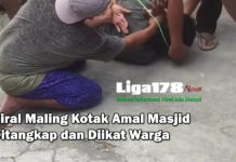 Viral Maling Kotak Amal Masjid Ditangkap dan Diikat Warga mencuri kotak amal di Masjid, video, insidelombok, Liga178 News