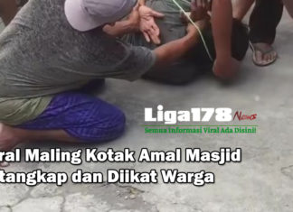 Viral Maling Kotak Amal Masjid Ditangkap dan Diikat Warga mencuri kotak amal di Masjid, video, insidelombok, Liga178 News