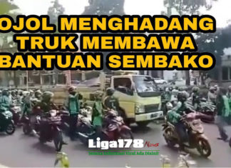 Viral Ratusan Ojol Tutup Jalan, Hentikan Truk Pembawa Sembako ojek online (ojol), penutupan jalan, kepolisian, Liga178 News